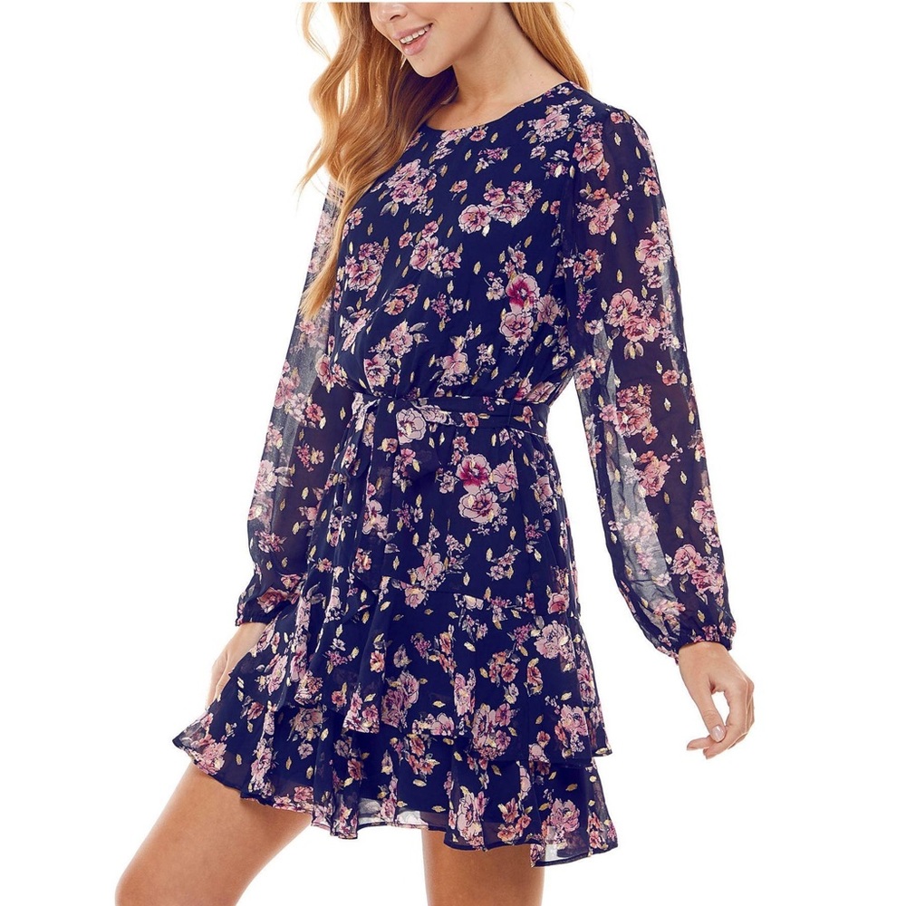 City Studios ruffled belted dress | xs
